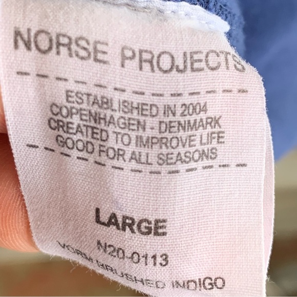 Norse Projects Vorm Brushed Indigo Classic Crewneck Blue Sweatshirt 100% Cotton - Picture 4 of 5